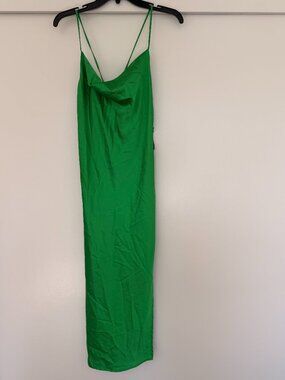 NWT Silky Satin Midi Slip Dress in Green